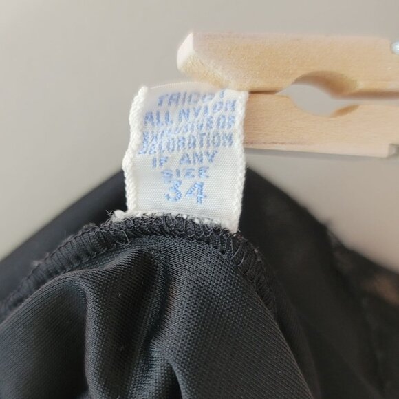 Vanity Fair Nylon Slip Black Size 34 Nightie Chemise Lace Adj Tricot USA VTG - Picture 9 of 9